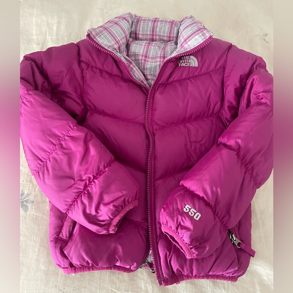 Girls size small North Face 550 down reversible jacket